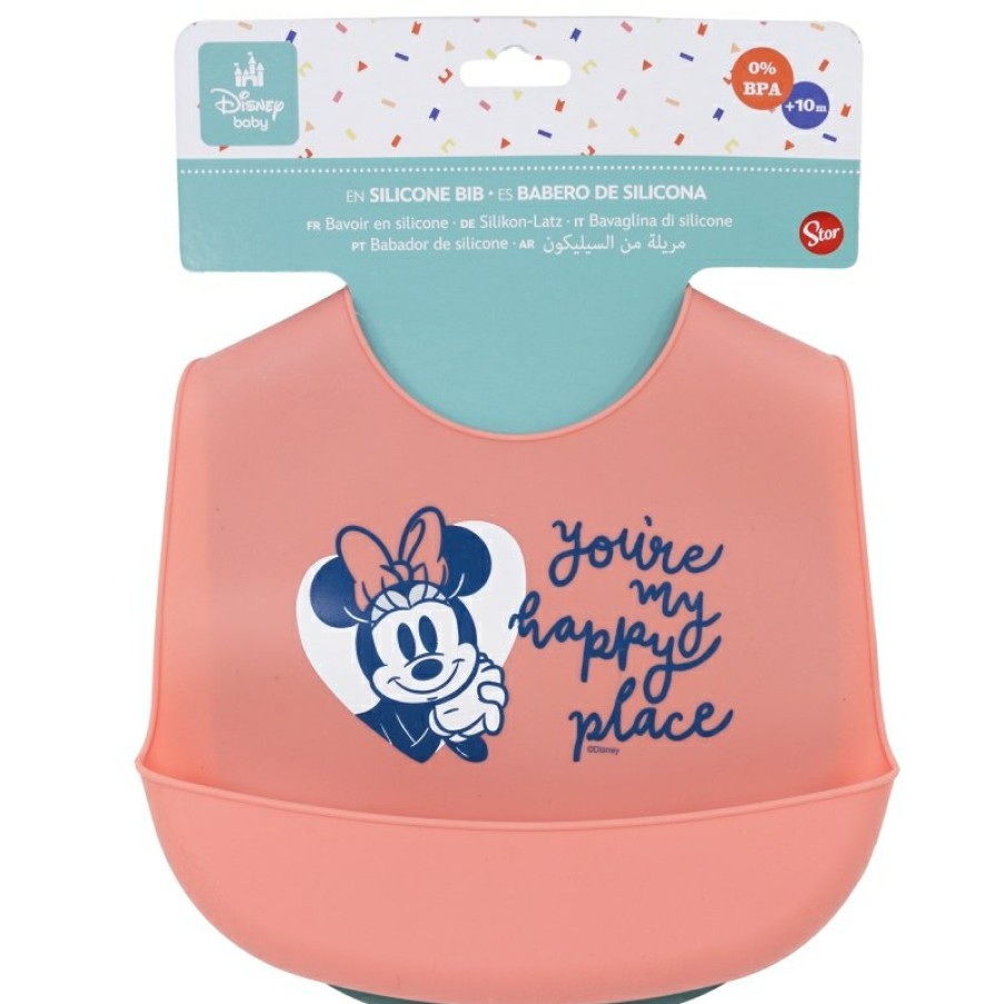 New Minnie Mouse Babero De Silicona Minnie Mouse Heart Full