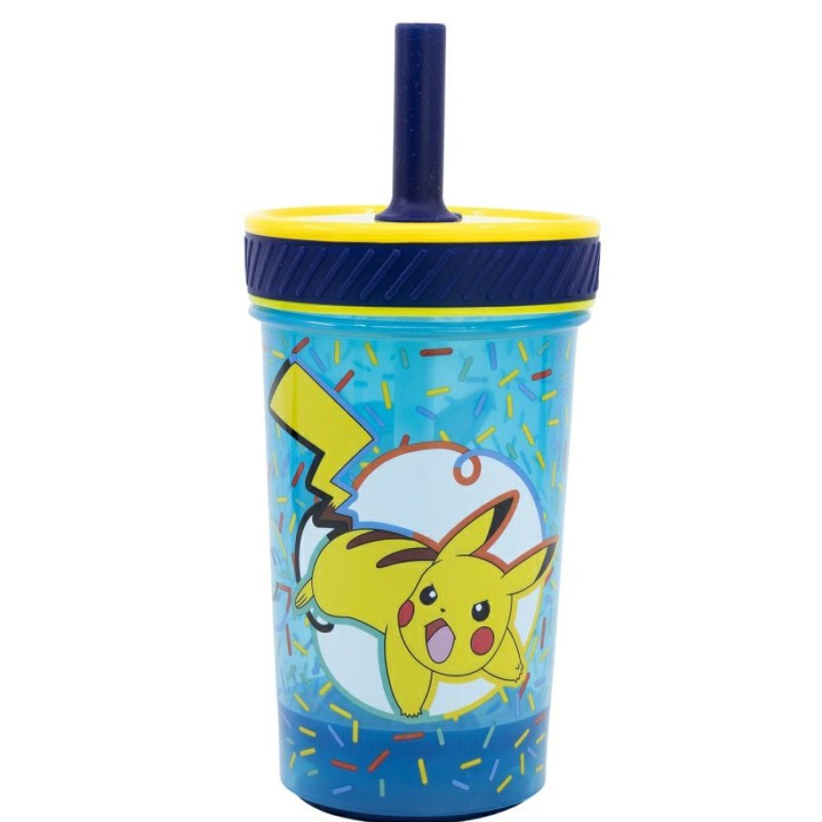 New Pokemon Vaso Pp Antivuelco Con Pajita De Silicona 370 Ml Pokemon Doodle Grip