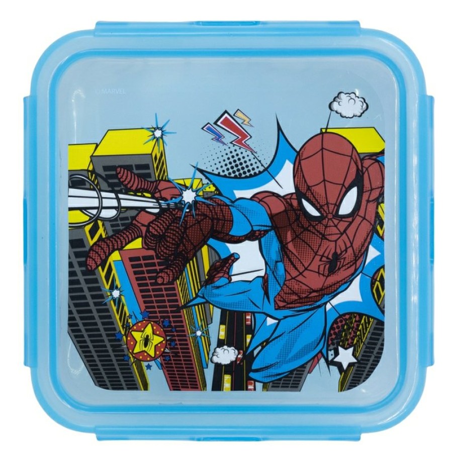 Hot Spider-Man Recipiente Cuadrado 500 Ml Spiderman Arachnid Grid