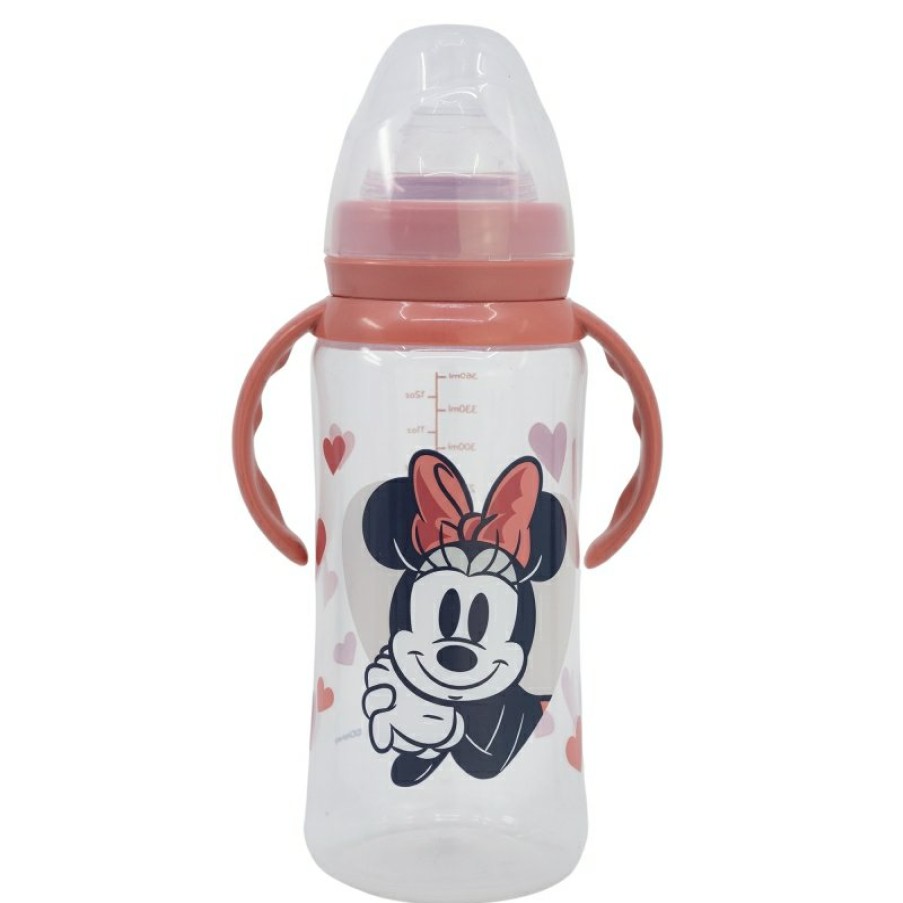 New Minnie Mouse Biberon Cuello Ancho 360 Ml Tetina Silicona 3 Posiciones Con Asas Minnie Mouse Heart Full