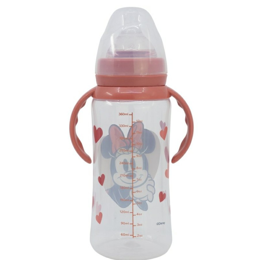 New Minnie Mouse Biberon Cuello Ancho 360 Ml Tetina Silicona 3 Posiciones Con Asas Minnie Mouse Heart Full