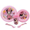 Best Minnie Mouse Set Easy 5 Pcs (Plato, Cuenco, Vaso 260 Ml Y Cubiertos) En Estuche Minnie Mouse Spring Look