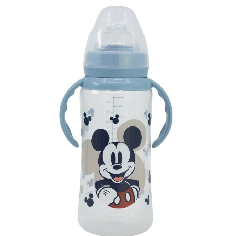 New MicNew Mouse Biberon Cuello Ancho 360 Ml Tetina Silicona 3 Posiciones Con Asas Mickey Mouse Full Of Smiles