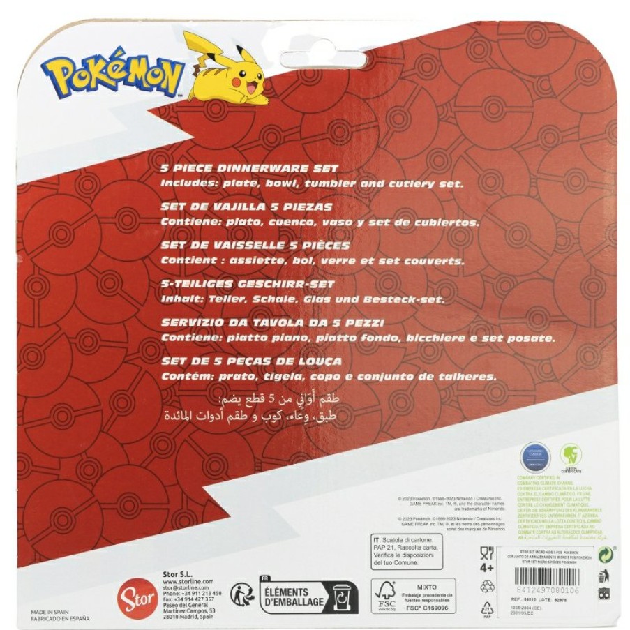 Hot Pokemon Set Micro 5 Pcs (Plato, Cuenco, Vaso 260 Ml Y Cubiertos) Pokemon Distortion