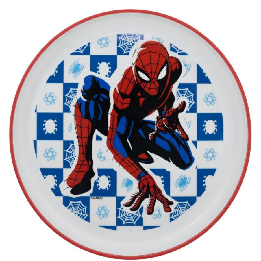 Best Spider-Man Plato Antideslizante Premium Bicolor Spiderman Arachnid Grid