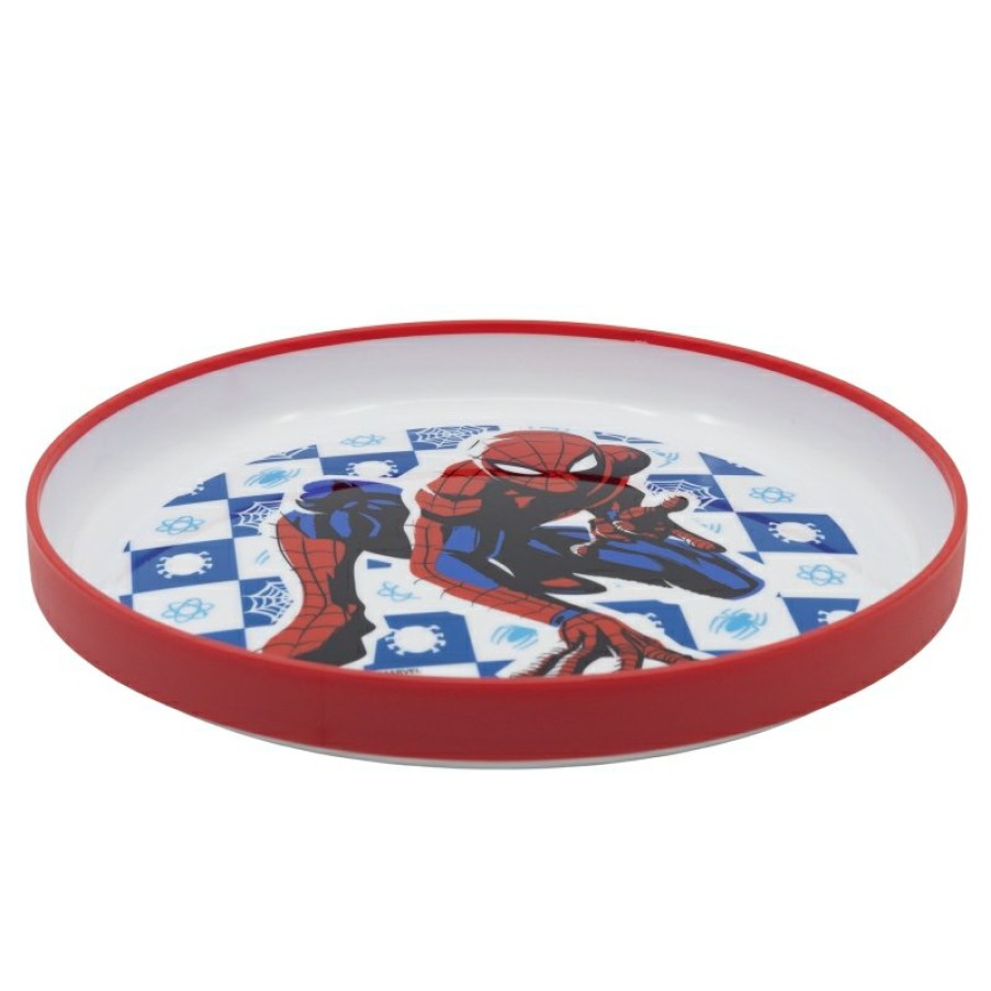 Best Spider-Man Plato Antideslizante Premium Bicolor Spiderman Arachnid Grid