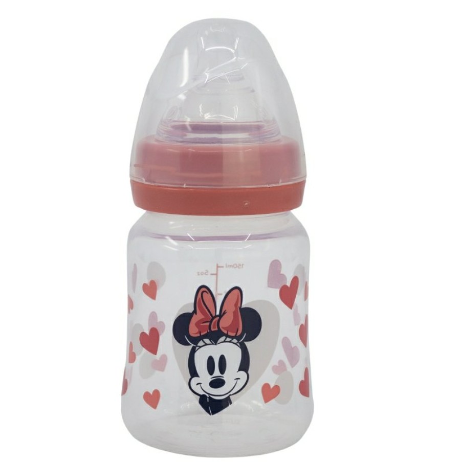 Hot Minnie Mouse Biberon Cuello Ancho 150 Ml Tetina Silicona 3 Posiciones Minnie Mouse Heart Full