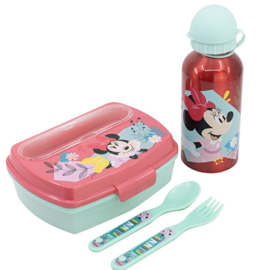 Clearance Minnie Mouse Set Urban Vuelta Al Cole 4 Pcs (Botella Aluminio 400 Ml Y Sandwichera Con Cubiertos) Minnie Mouse Being More Minnie