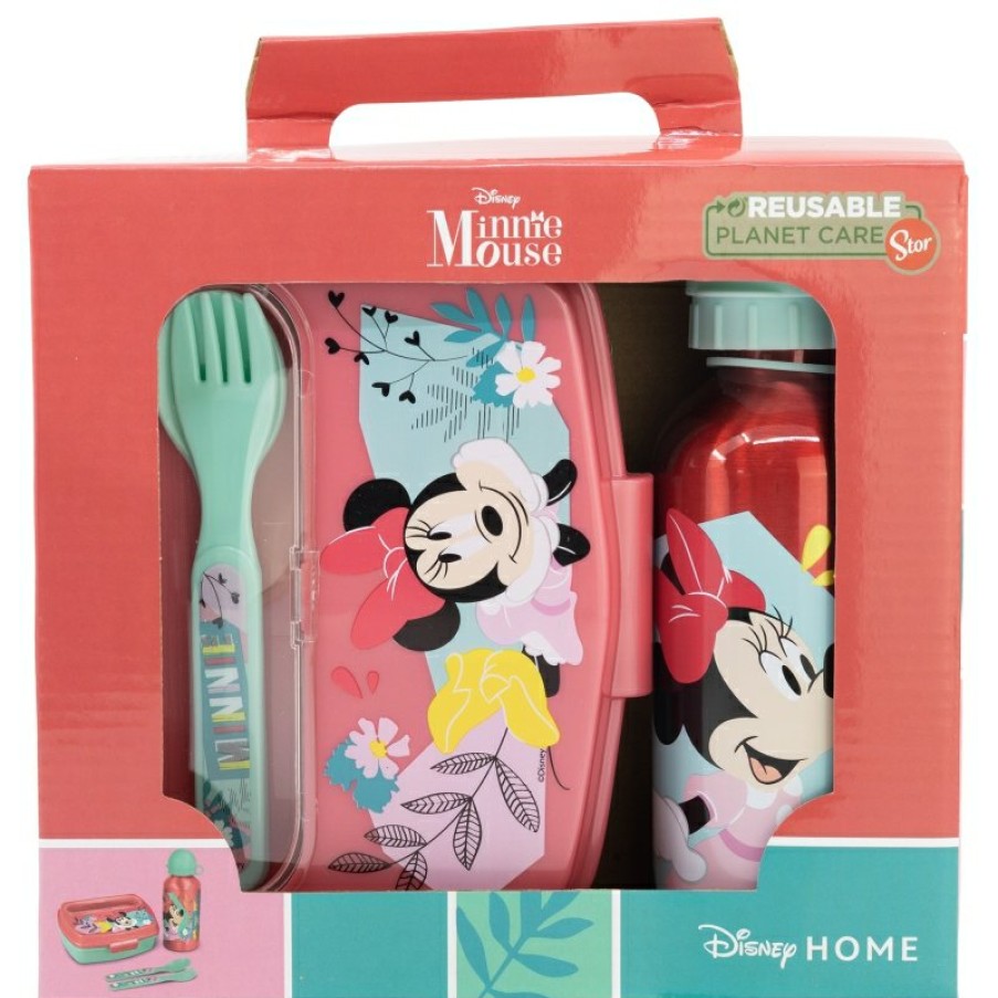 Clearance Minnie Mouse Set Urban Vuelta Al Cole 4 Pcs (Botella Aluminio 400 Ml Y Sandwichera Con Cubiertos) Minnie Mouse Being More Minnie