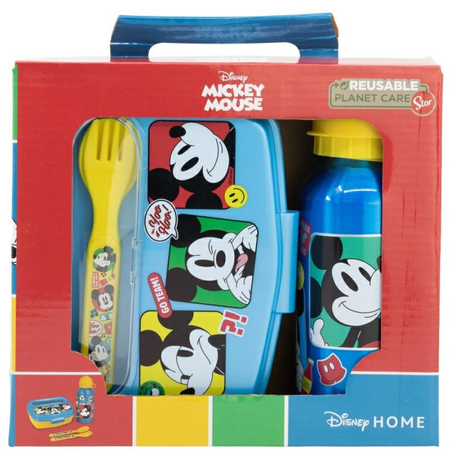 Best MicBest Mouse Set Urban Vuelta Al Cole 4 Pcs (Botella Aluminio 400 Ml Y Sandwichera Con Cubiertos) Mickey Mouse Fun-Tastic