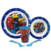 Best Spider-Man Set Micro 5 Pcs (Plato, Cuenco, Vaso 260 Ml Y Cubiertos) Spiderman Arachnid Grid