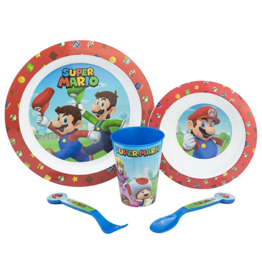 Wholesale Super Mario Set Micro 5 Pcs (Plato, Cuenco, Vaso 260 Ml Y Cubiertos) Super Mario