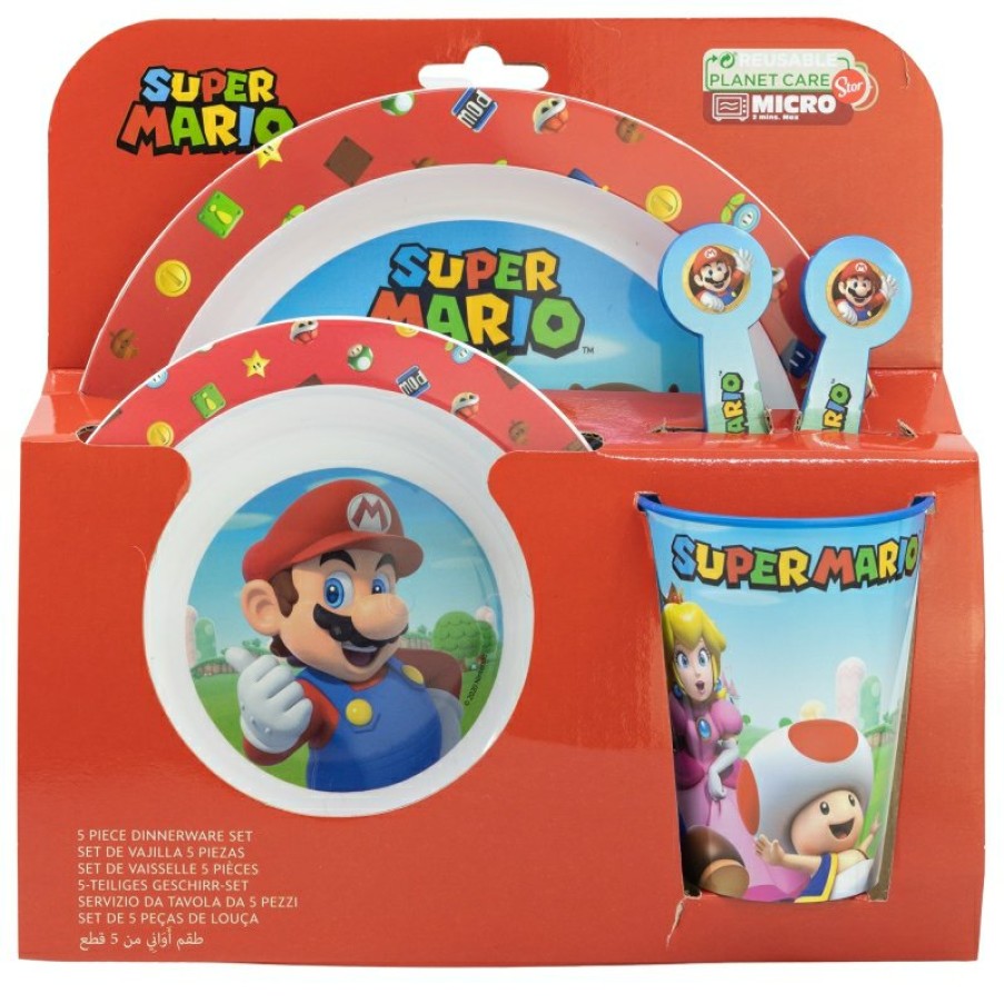 Wholesale Super Mario Set Micro 5 Pcs (Plato, Cuenco, Vaso 260 Ml Y Cubiertos) Super Mario