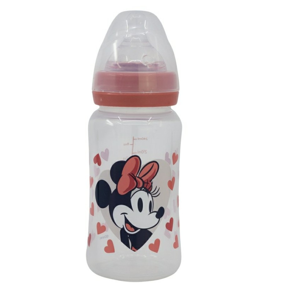 Best Minnie Mouse Biberon Cuello Ancho 240 Ml Tetina Silicona 3 Posiciones Minnie Mouse Heart Full