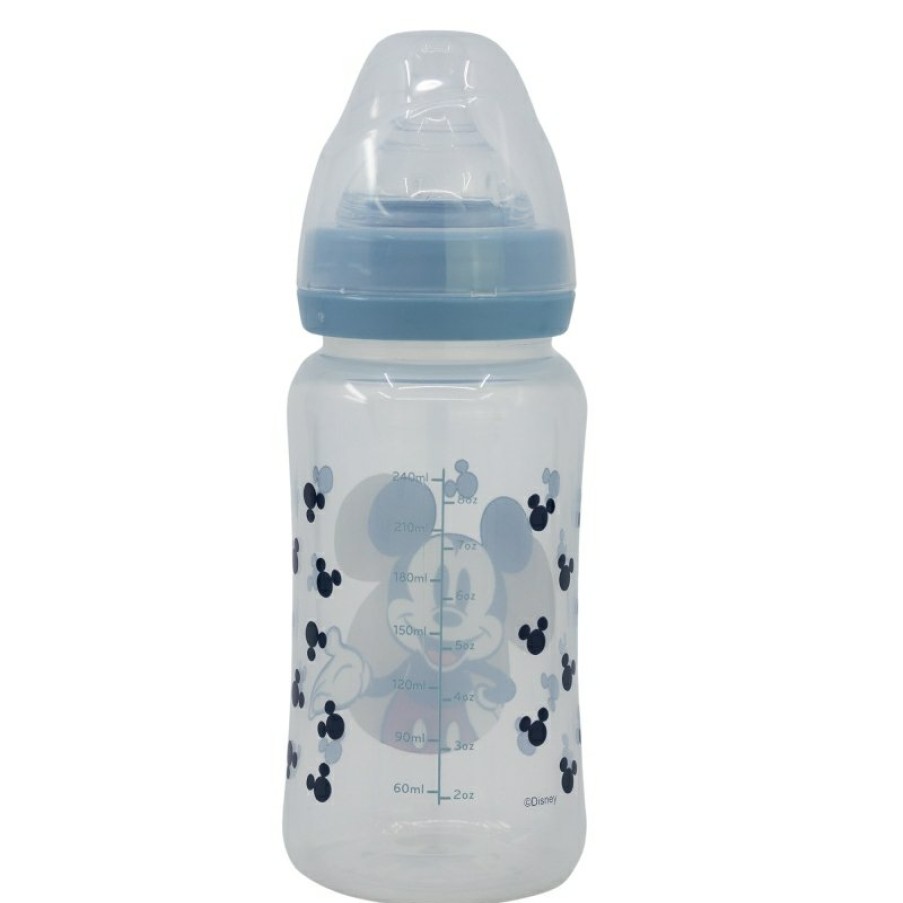 Online MicOnline Mouse Biberon Cuello Ancho 240 Ml Tetina Silicona 3 Posiciones Mickey Mouse Full Of Smiles