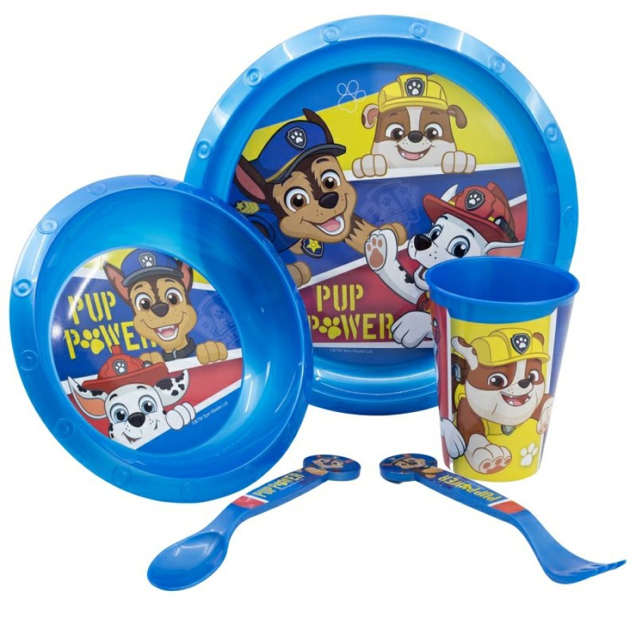 Best Patrulla Canina Set Easy 5 Pcs (Plato, Cuenco, Vaso 260 Ml Y Cubiertos) En Estuche Paw Patrol Pup Power