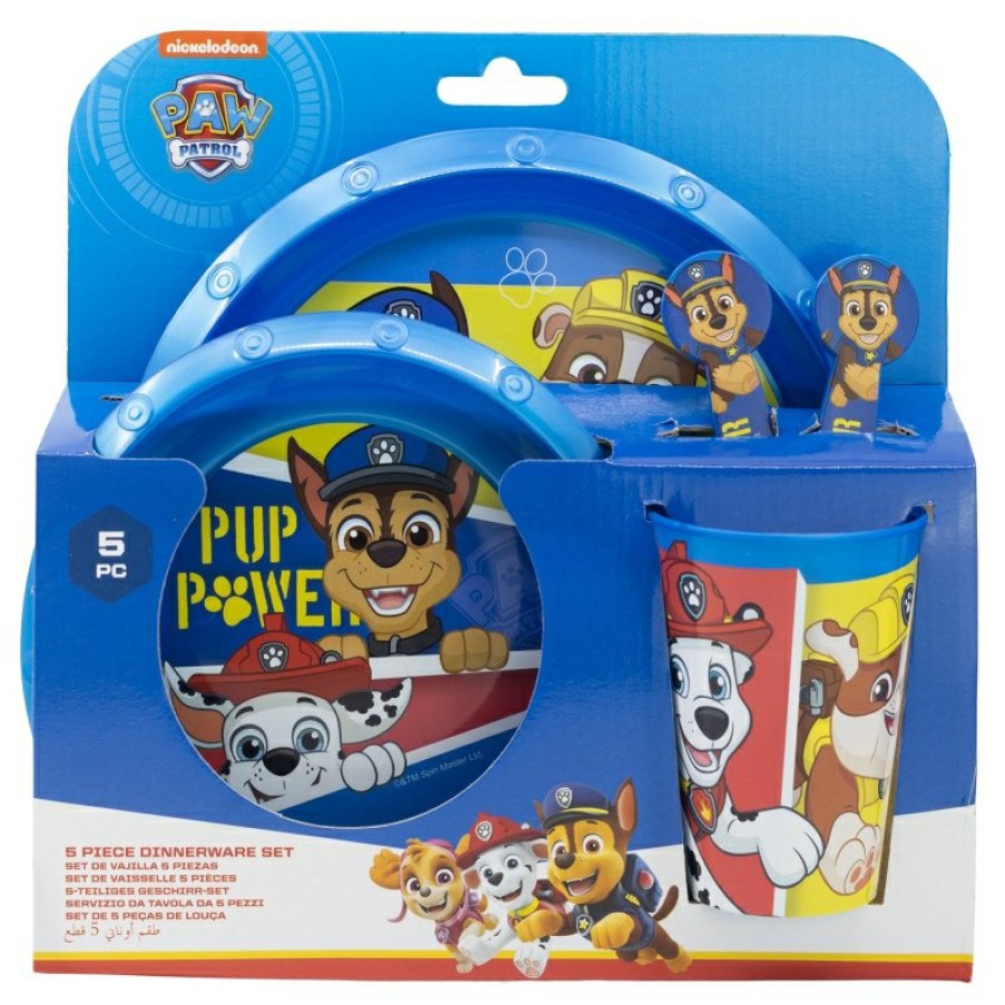 Best Patrulla Canina Set Easy 5 Pcs (Plato, Cuenco, Vaso 260 Ml Y Cubiertos) En Estuche Paw Patrol Pup Power